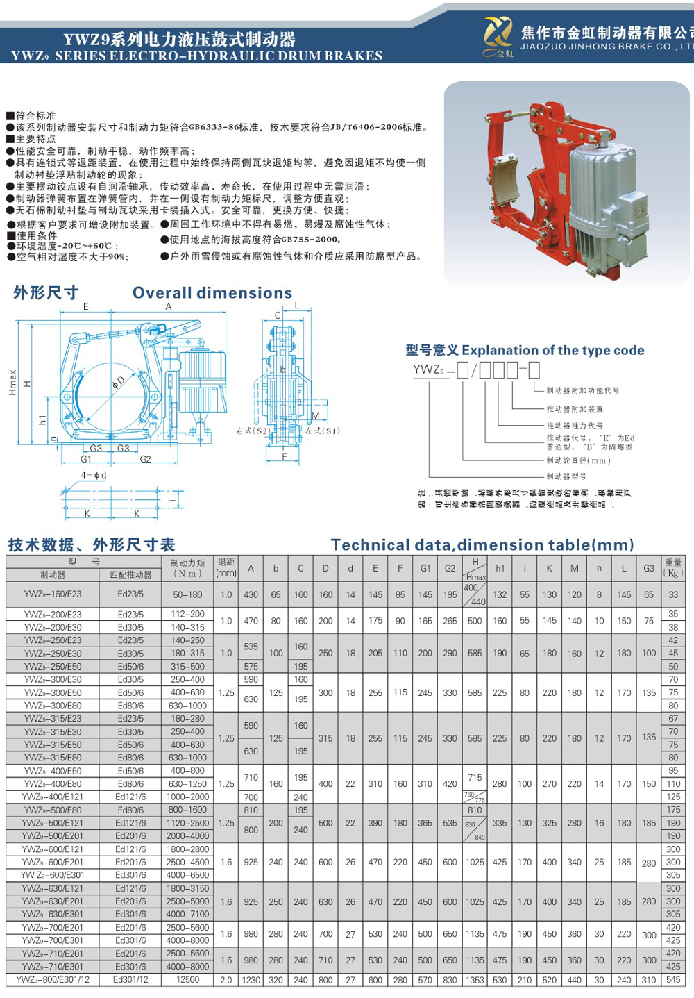 YWZ9系列電力液壓鼓式制動器-1